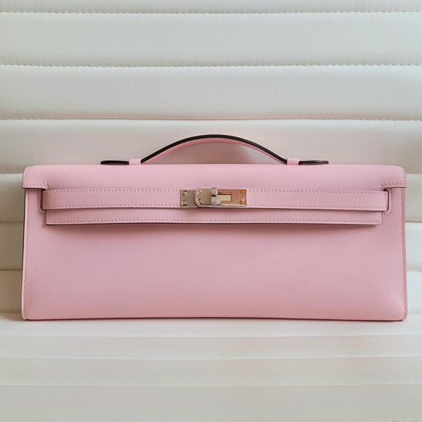 Hermès Kelly 31cm Rose Sakura Cut Pochette Swift PHW