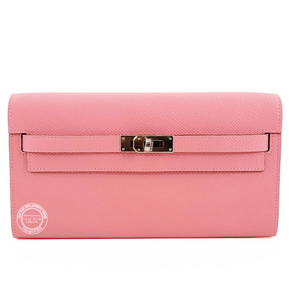Hermès Kelly Wallet to Go Rose Confetti Epsom PHW