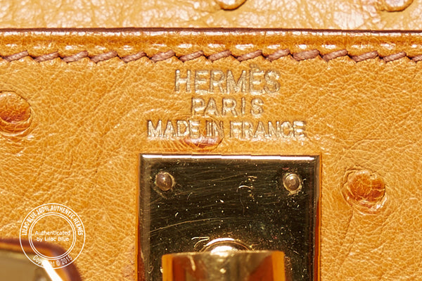 Hermès Kelly a Dos Saffron Ostrich GHW -  Preloved