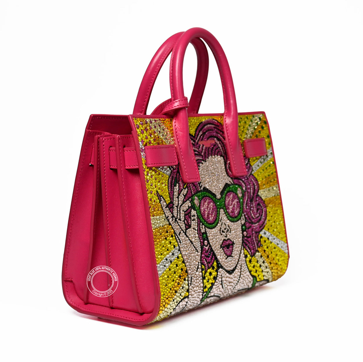 Saint Laurent Sac de Jour Nano Pink/Pop Art Calfskin with Swarovski Crystals