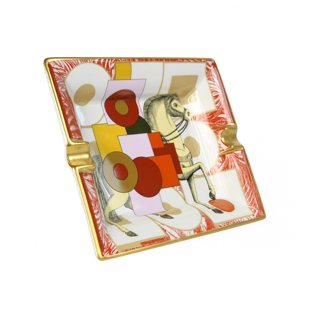 Hermès Ashtray Cavalier au Formes in Tangerine