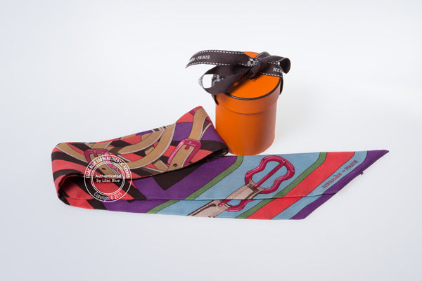 Hermès Twilly Coaching. Violet, Gris Bleute & Coral - Preloved