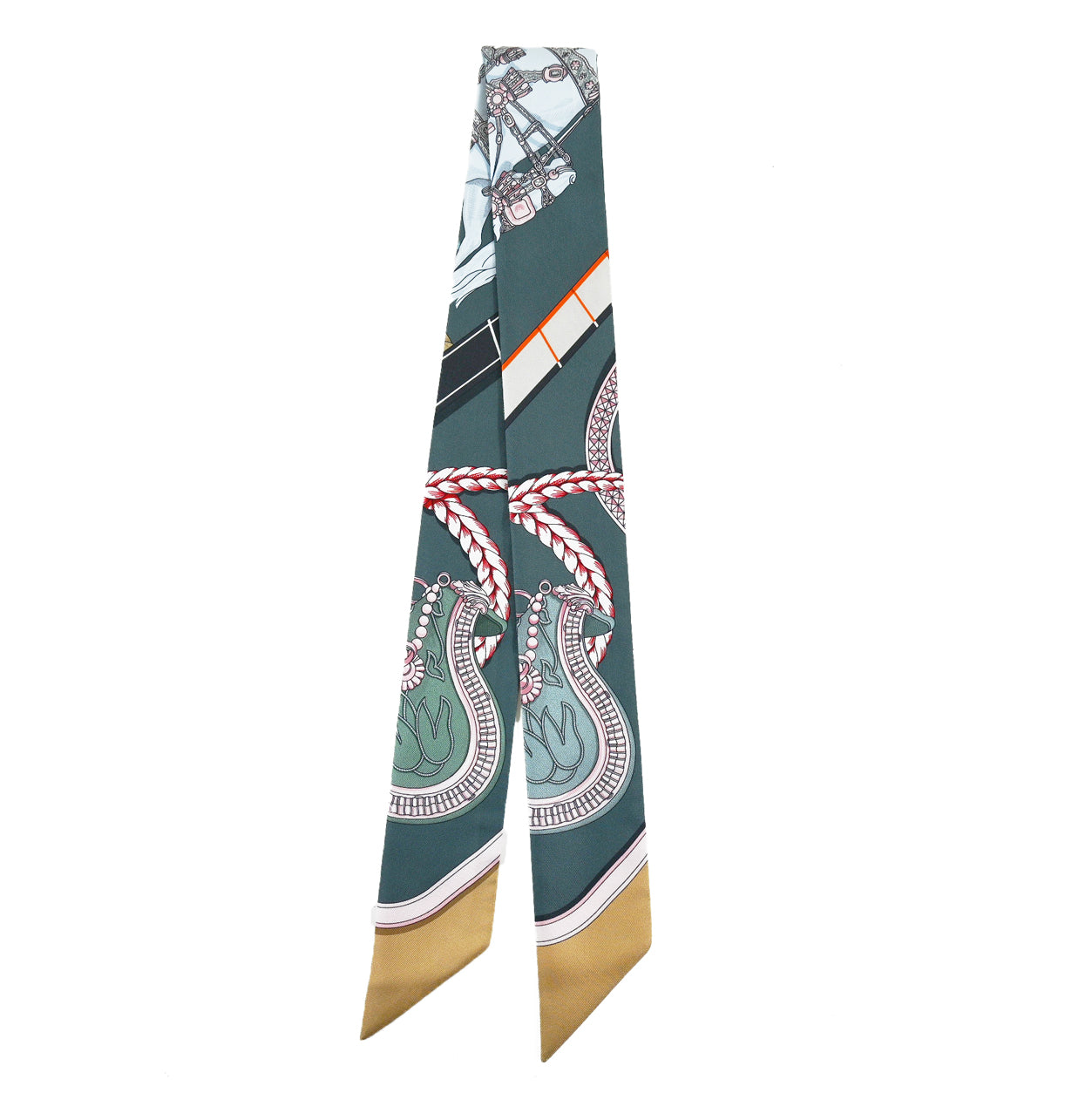 Hermès Twilly Grand Apparat. Vert Argile, Beige, Rose