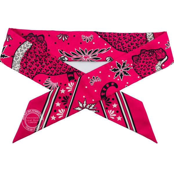 Hermès Twilly Les Leopards. Rose Vif, Blanc & Noir (2 pieces)