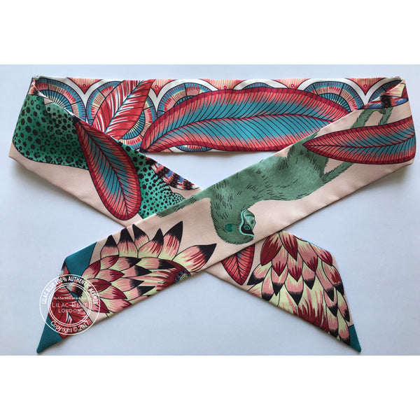 Hermès Twilly Savana Dance. Rose Nacre, Vert, Framboise