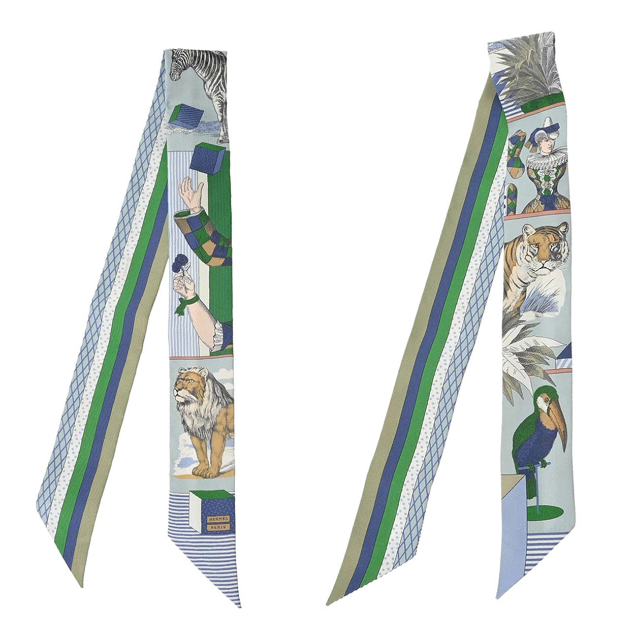 Hermès Twilly Grand Theatre Nouveau. Bleu Glacier/Vert/Blanc