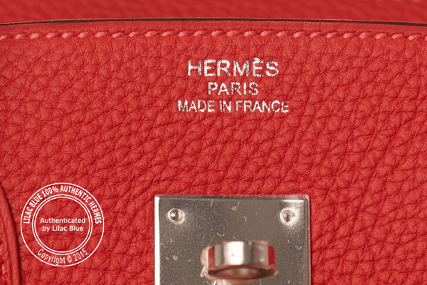 Hermes Birkin 35cm Rouge Vermillion Togo GHW - Lilac Blue London