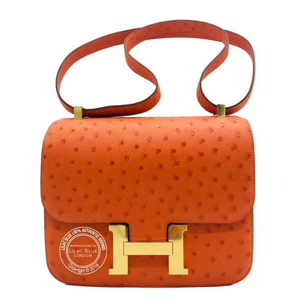 Constance ostrich handbag Hermès Orange in Ostrich - 32478817