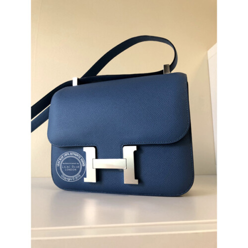 Hermes Constance 24cm Bleu Azur Epsom PHW - Lilac Blue London