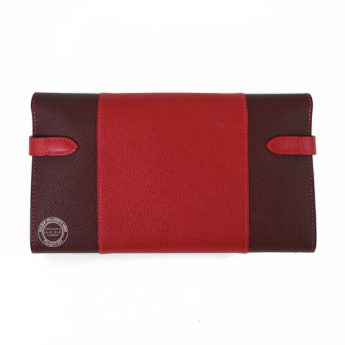Rouge Casaque & Rouge H Kelly Flag Wallet in Epsom with Palladium hardware back
