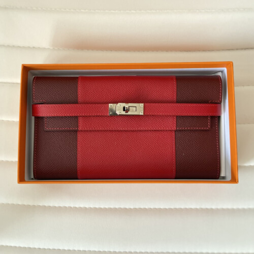 Rouge Casaque Rouge H Kelly Wallet Flag Espom PHW box